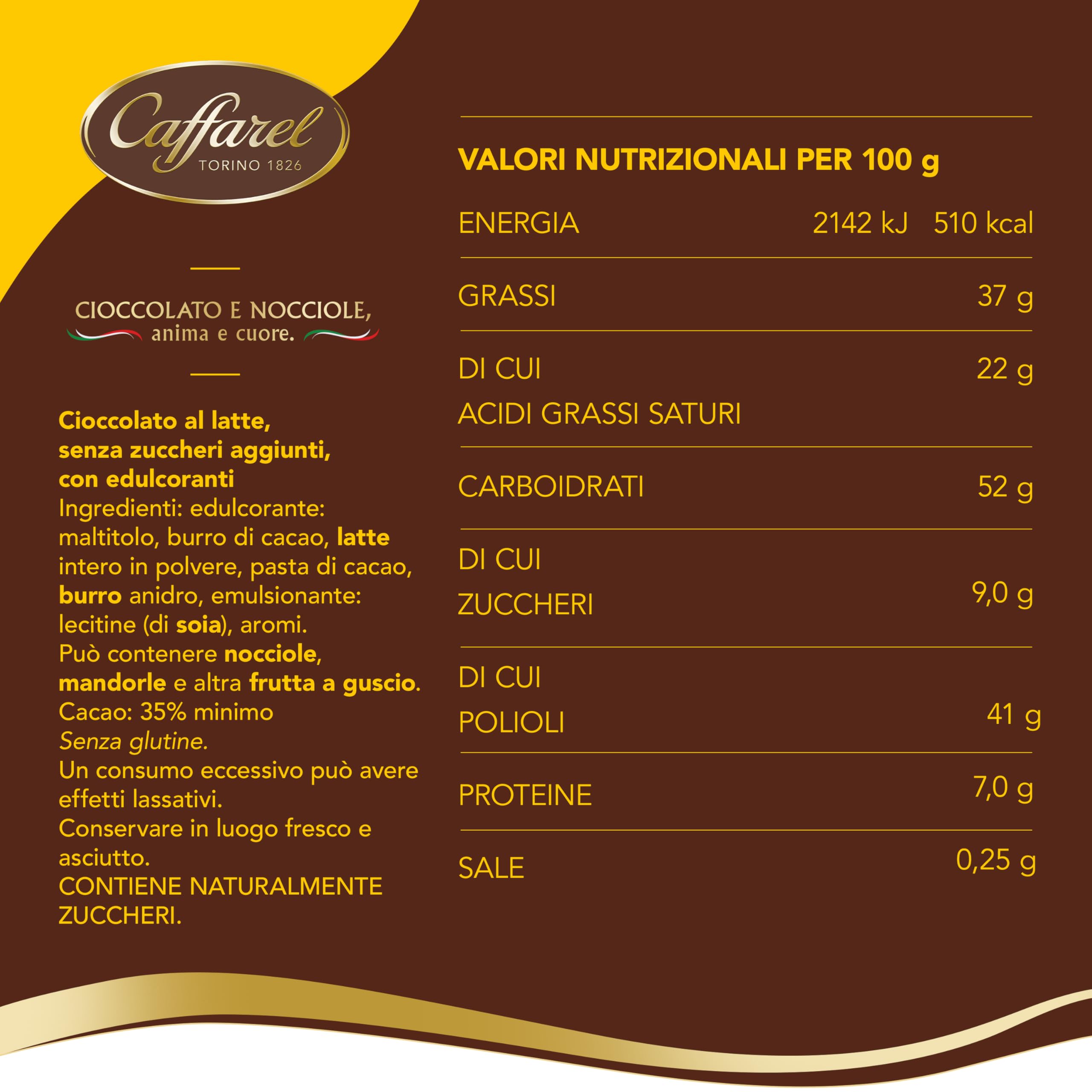 caffarel-tavoletta-al-latte-senza-zucchero-100g image 2