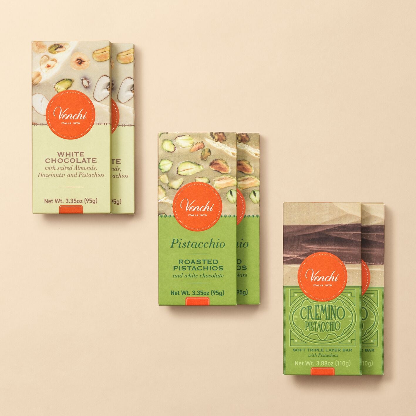 venchi-mixed-pistachio-bar-bundle-6-tavolette-al-pistacchio image 1