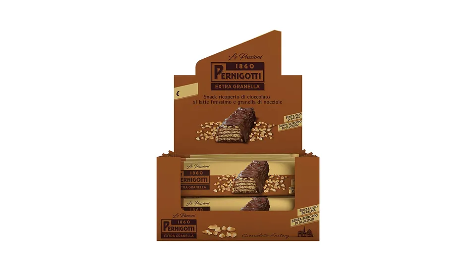 pernigotti-snack-extra-granella-wafer-cioccolato-al-latte-e-nocciola-20-x-32-g image 1