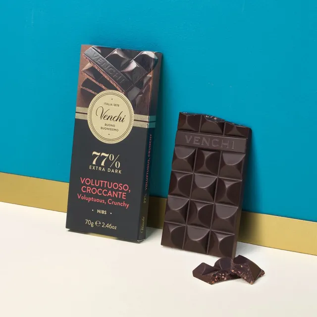 venchi-tavoletta-cioccolato-extra-fondente-77-con-nibs-70-g image 1