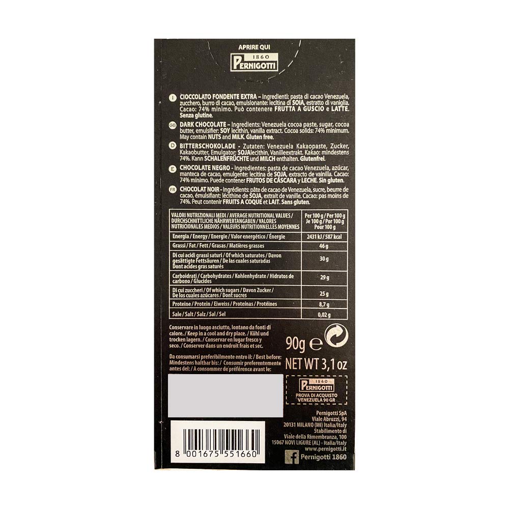 pernigotti-tavoletta-venezuela-cioccolato-extra-fondente-74-monorigine-24-x-90-g image 2