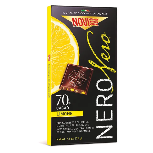 novi-nero-nero-limone-e-zenzero-tavoletta-cioccolato-extrafondente-70-75g image 1